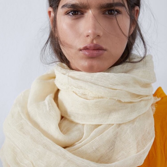 Zara Accessories Nwt Zara Cream 0 Linen Scarf With Frayed Edges Poshmark